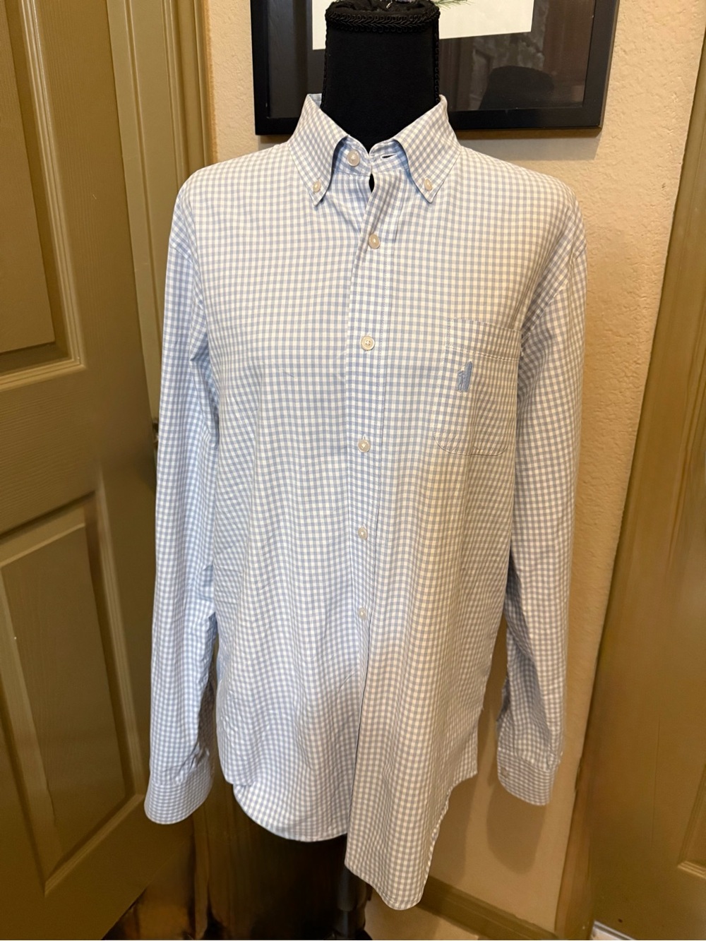 johnnie-O Light Blue Gingham Button-Down Shirt
